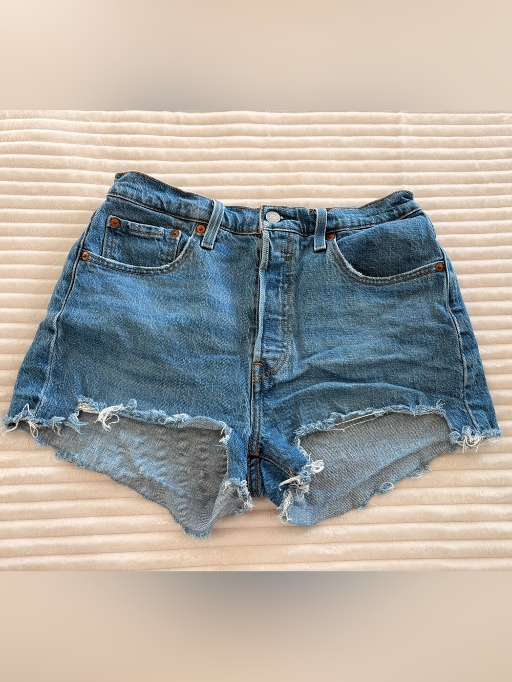 Levi's 501 Distressed Light Blue High-Rise Denim Shorts Size 29